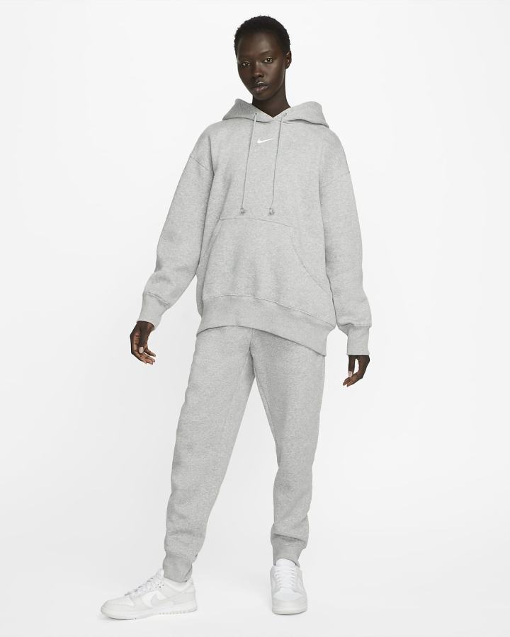 Sudadera Con Capucha Nike Sportswear Phoenix Fleece Oversized Mujer Gris Oscuro | RJVSK-1629