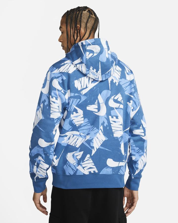 Sudadera Con Capucha Nike Sportswear Sport Essentials+ Allover Print Hombre Azules Oscuro Negras | SBFZH-0347