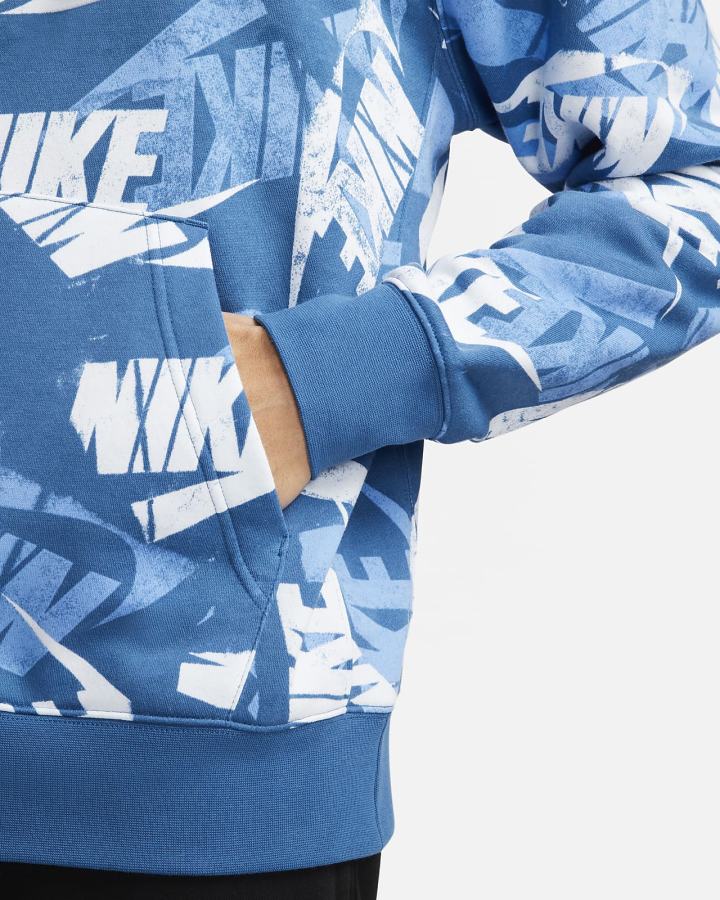 Sudadera Con Capucha Nike Sportswear Sport Essentials+ Allover Print Hombre Azules Oscuro Negras | SBFZH-0347
