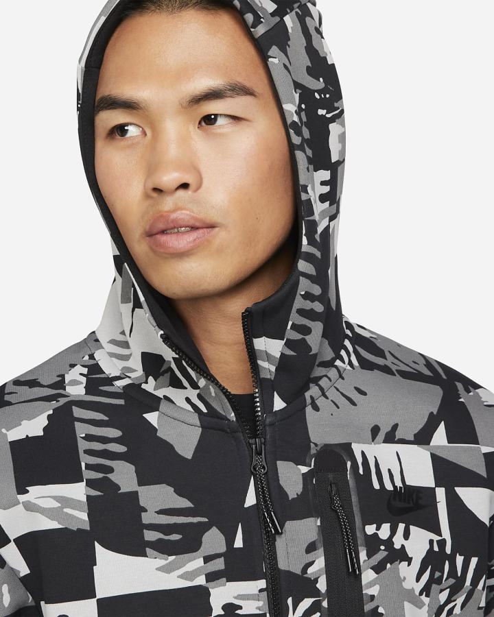 Sudadera Con Capucha Nike Sportswear Tech Fleece Full-Zip Hombre Gris Claro Negras | APEQN-2679