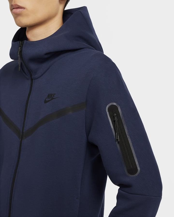 Sudadera Con Capucha Nike Sportswear Tech Fleece Full-Zip Hombre Azul Marino Negras | DLTAS-8560