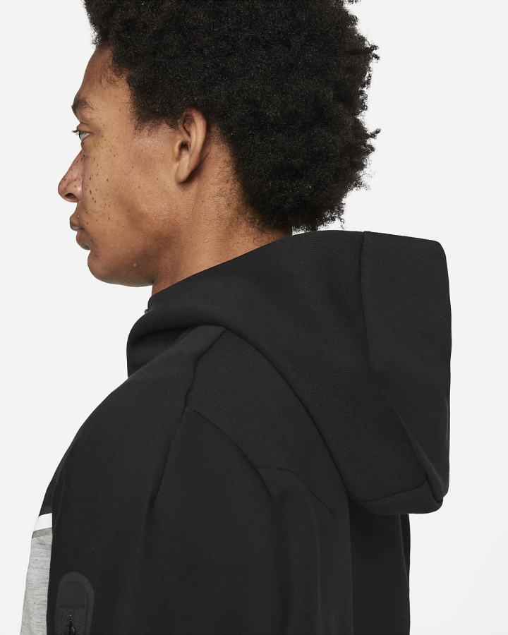Sudadera Con Capucha Nike Sportswear Tech Fleece Full-Zip Hombre Negras Gris Oscuro Blancas | KXJWT-1437