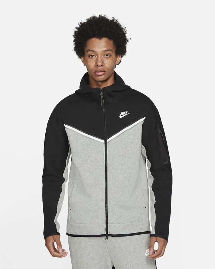 Sudadera Con Capucha Nike Sportswear Tech Fleece Full-Zip Hombre Negras Gris Oscuro Blancas | KXJWT-1437