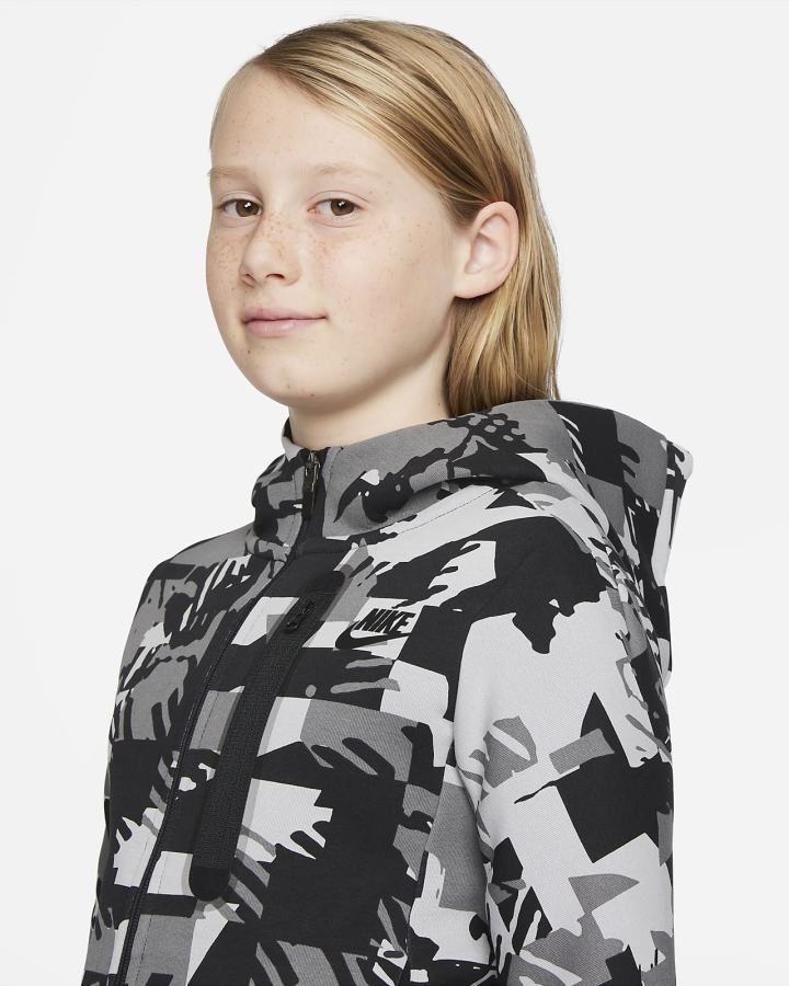 Sudadera Con Capucha Nike Sportswear Tech Fleece Kids Niño Gris Claro Negras | LZVKQ-1659
