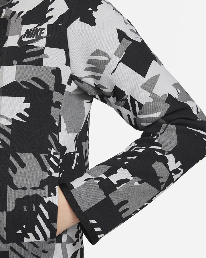 Sudadera Con Capucha Nike Sportswear Tech Fleece Kids Niño Gris Claro Negras | LZVKQ-1659