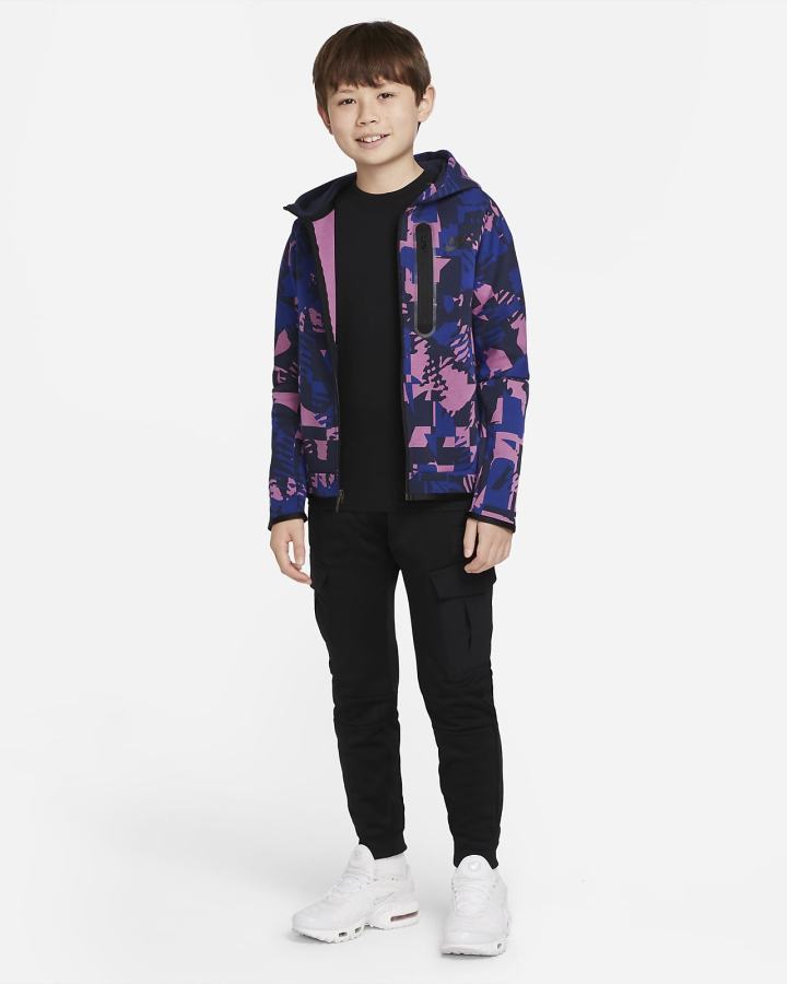 Sudadera Con Capucha Nike Sportswear Tech Fleece Kids Niño Burdeos Claro Obsidian Negras | MGVBE-5304