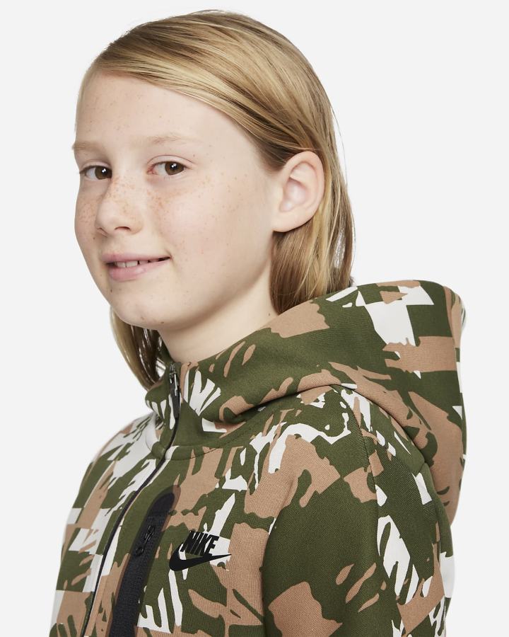 Sudadera Con Capucha Nike Sportswear Tech Fleece Kids Niño Beige Claro Verde Negras | NELOW-7963
