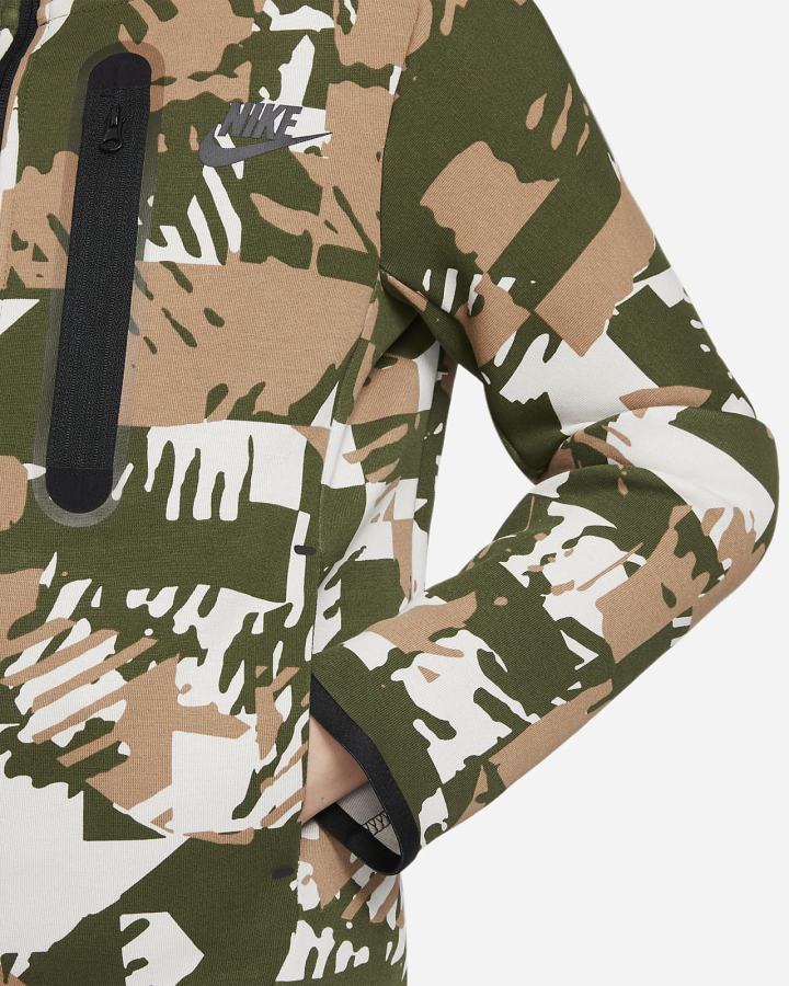 Sudadera Con Capucha Nike Sportswear Tech Fleece Kids Niño Beige Claro Verde Negras | NELOW-7963