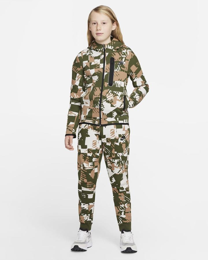Sudadera Con Capucha Nike Sportswear Tech Fleece Kids Niño Beige Claro Verde Negras | NELOW-7963