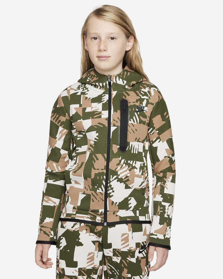 Sudadera Con Capucha Nike Sportswear Tech Fleece Kids Niño Beige Claro Verde Negras | NELOW-7963