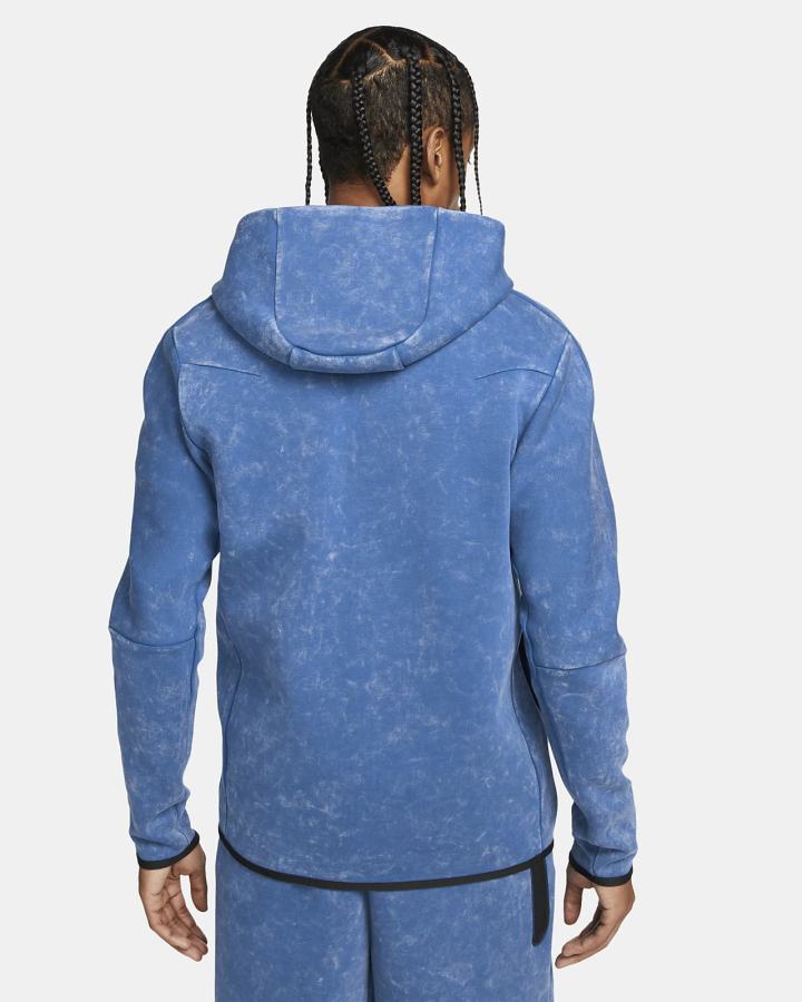 Sudadera Con Capucha Nike Sportswear Tech Fleece Wash Full-Zip Hombre Azules Oscuro Negras | SDPCV-5810
