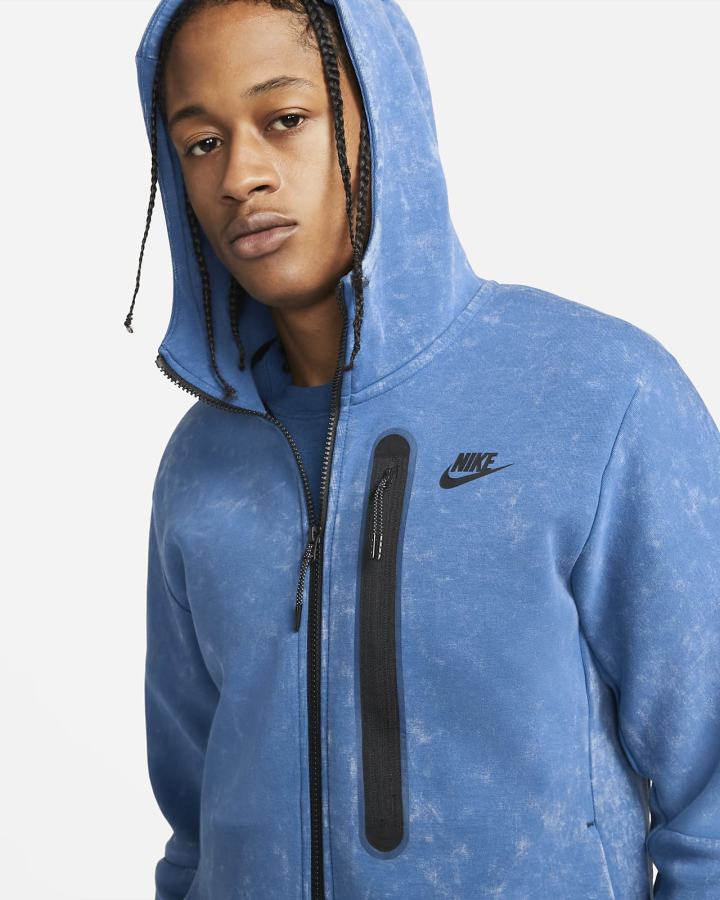 Sudadera Con Capucha Nike Sportswear Tech Fleece Wash Full-Zip Hombre Azules Oscuro Negras | SDPCV-5810