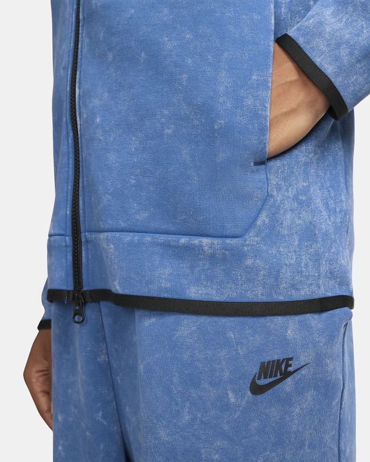 Sudadera Con Capucha Nike Sportswear Tech Fleece Wash Full-Zip Hombre Azules Oscuro Negras | SDPCV-5810
