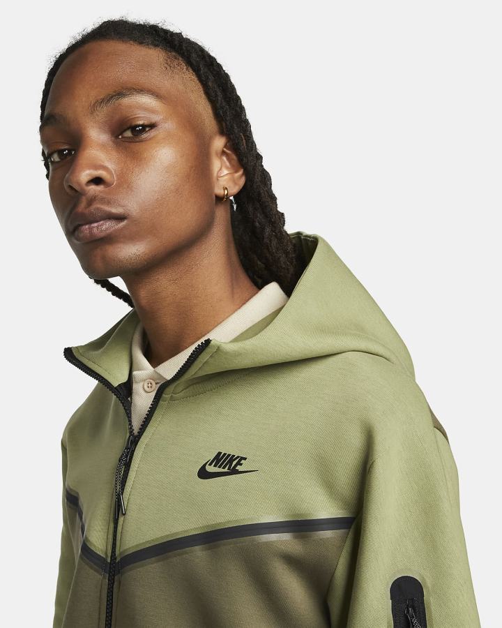 Sudadera Con Capucha Nike Sportswear Tech Fleece Full-Zip Hombre Verde Oliva Negras | WXPDN-8723