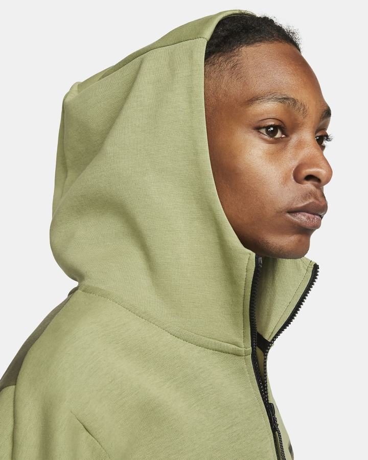 Sudadera Con Capucha Nike Sportswear Tech Fleece Full-Zip Hombre Verde Oliva Negras | WXPDN-8723
