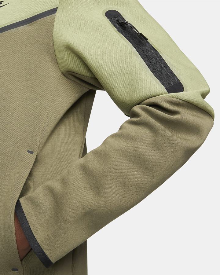 Sudadera Con Capucha Nike Sportswear Tech Fleece Full-Zip Hombre Verde Oliva Negras | WXPDN-8723