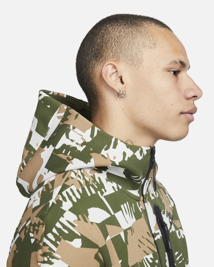 Sudadera Con Capucha Nike Sportswear Tech Fleece Full-Zip Hombre Beige Claro Verde Negras | XLUOV-2493