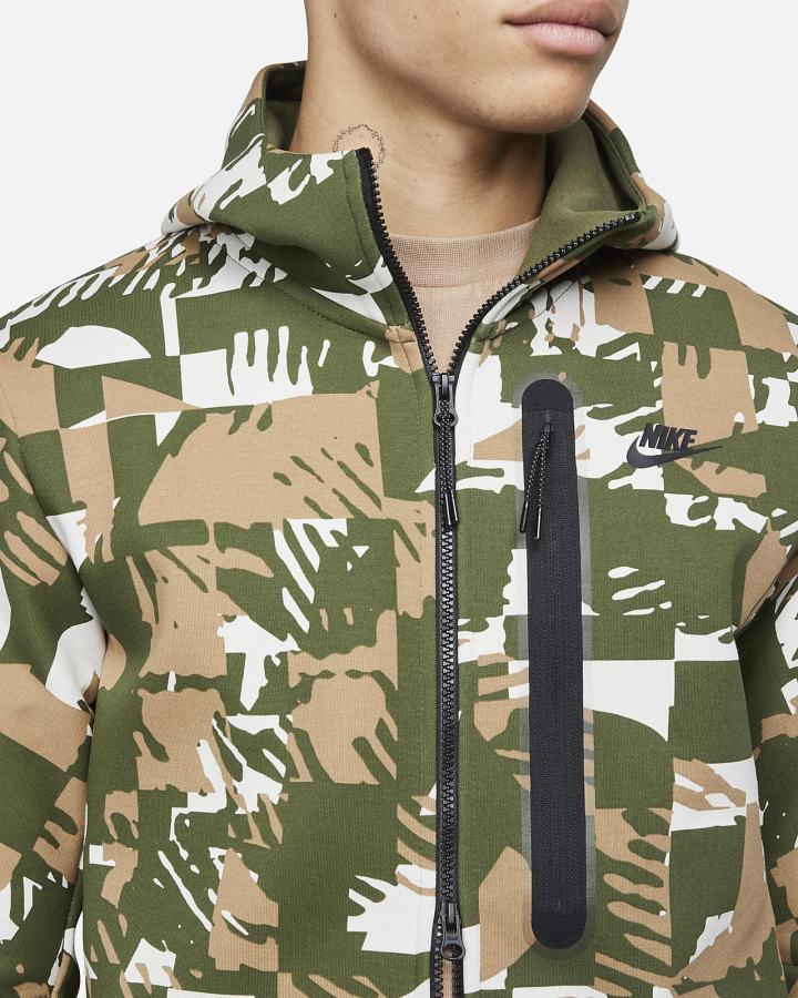 Sudadera Con Capucha Nike Sportswear Tech Fleece Full-Zip Hombre Beige Claro Verde Negras | XLUOV-2493