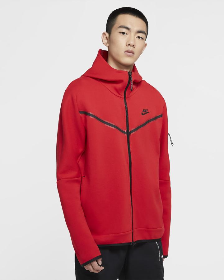 Sudadera Con Capucha Nike Sportswear Tech Fleece Full-Zip Hombre Rojas Negras | XZSDO-2513