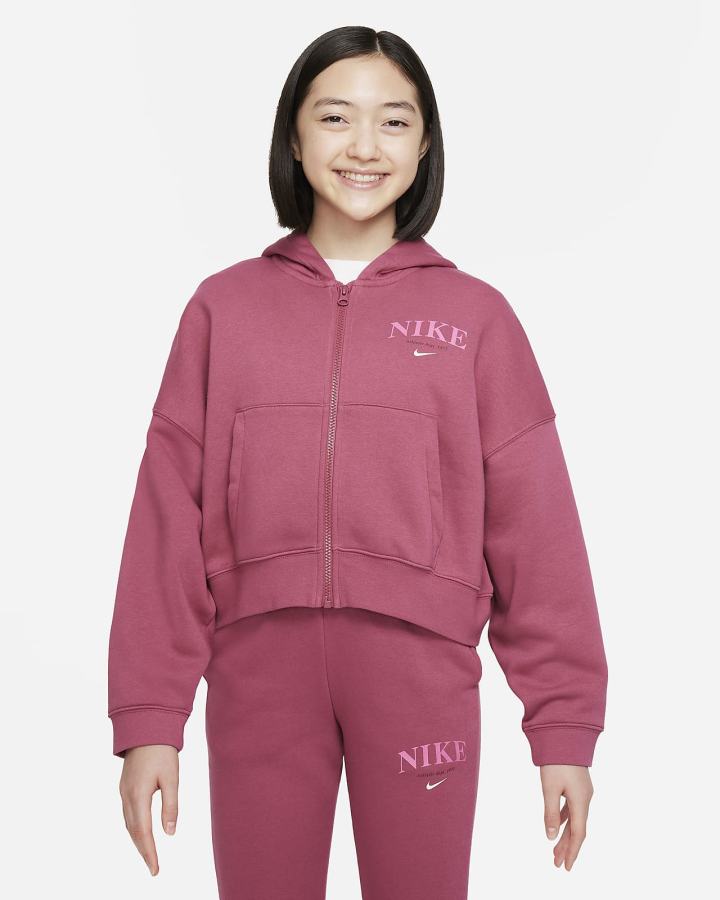 Sudadera Con Capucha Nike Sportswear Trend Kids Full-Zip Fleece Niña Rosas | WNMHV-5214