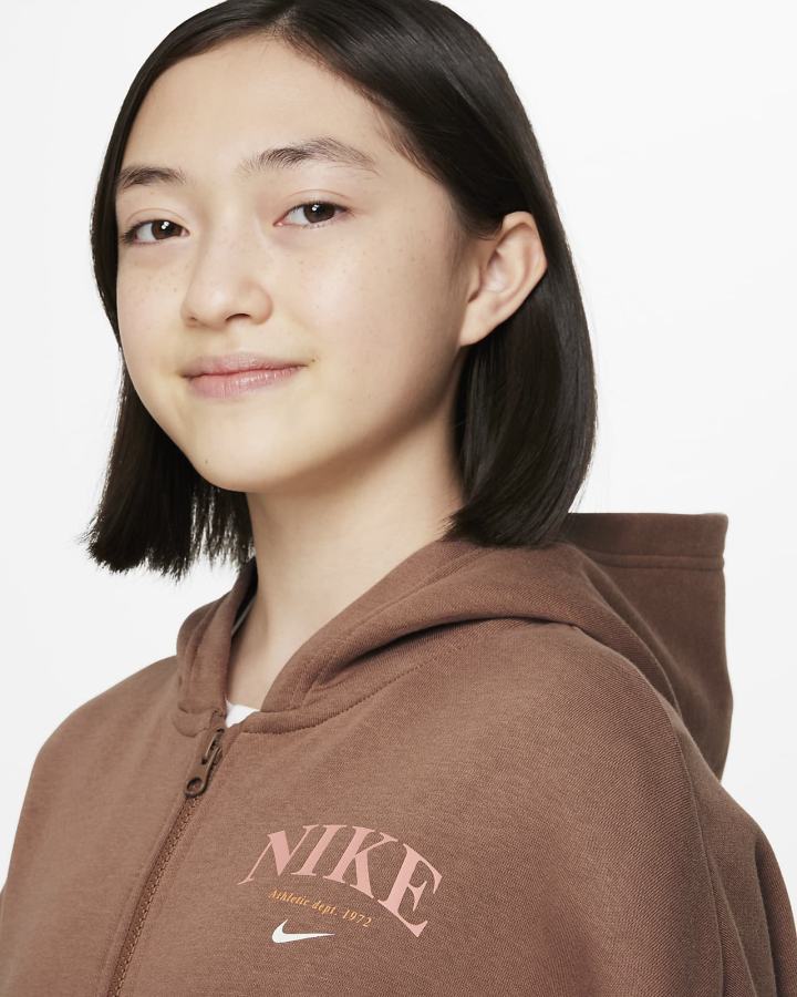 Sudadera Con Capucha Nike Sportswear Trend Kids Full-Zip Fleece Niña Marrones | XETAQ-3495