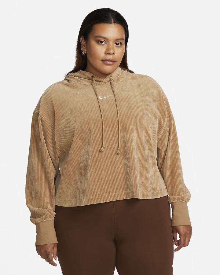 Sudadera Con Capucha Nike Sportswear Velour Cropped Mujer Marrones | KFGCT-1873