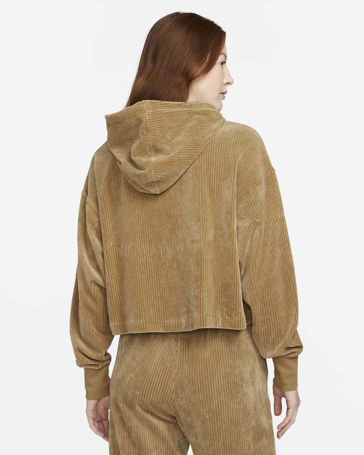 Sudadera Con Capucha Nike Sportswear Velour Cropped Mujer Marrones | MUADZ-9280