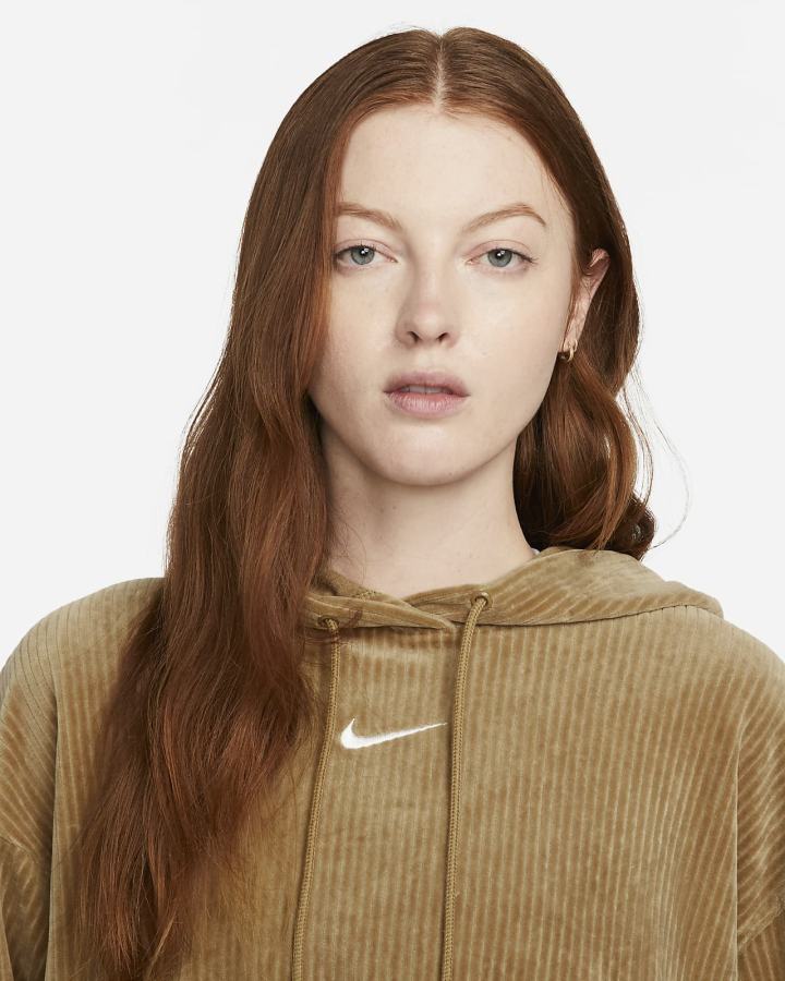 Sudadera Con Capucha Nike Sportswear Velour Cropped Mujer Marrones | MUADZ-9280