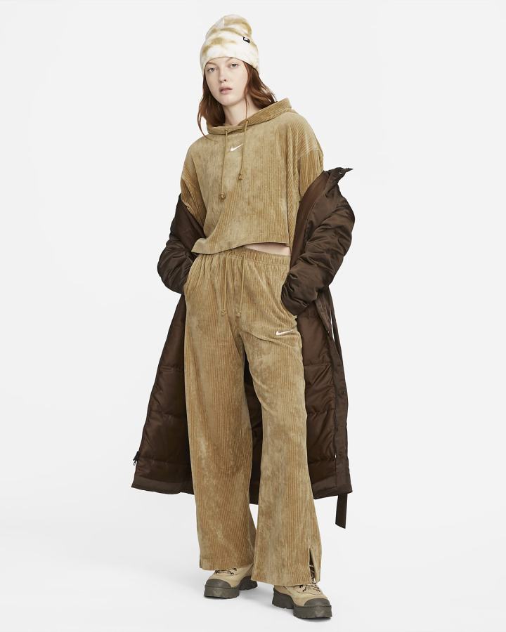 Sudadera Con Capucha Nike Sportswear Velour Cropped Mujer Marrones | MUADZ-9280