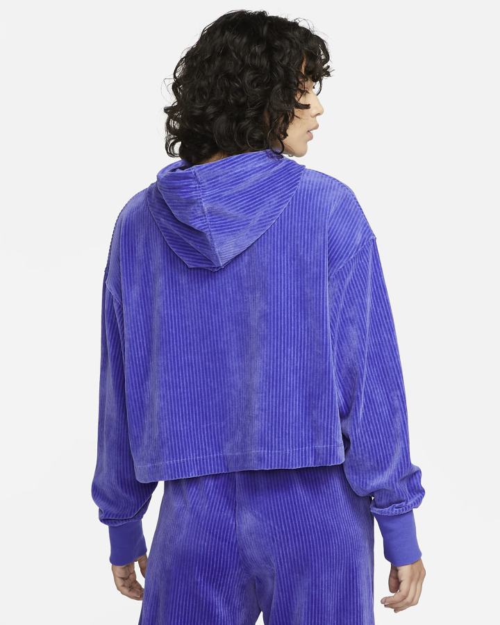 Sudadera Con Capucha Nike Sportswear Velour Cropped Mujer Azules | VPCUF-0984