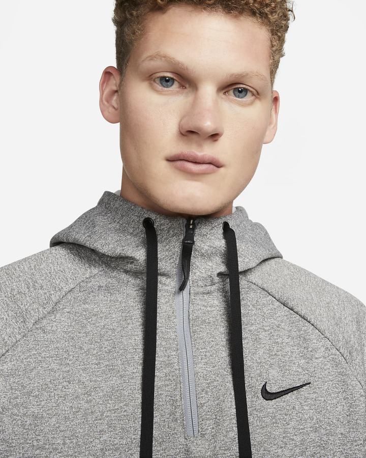 Sudadera Con Capucha Nike Therma-FIT 1/4-Zip Fitness Hombre Gris Oscuro Negras | LTDME-6251
