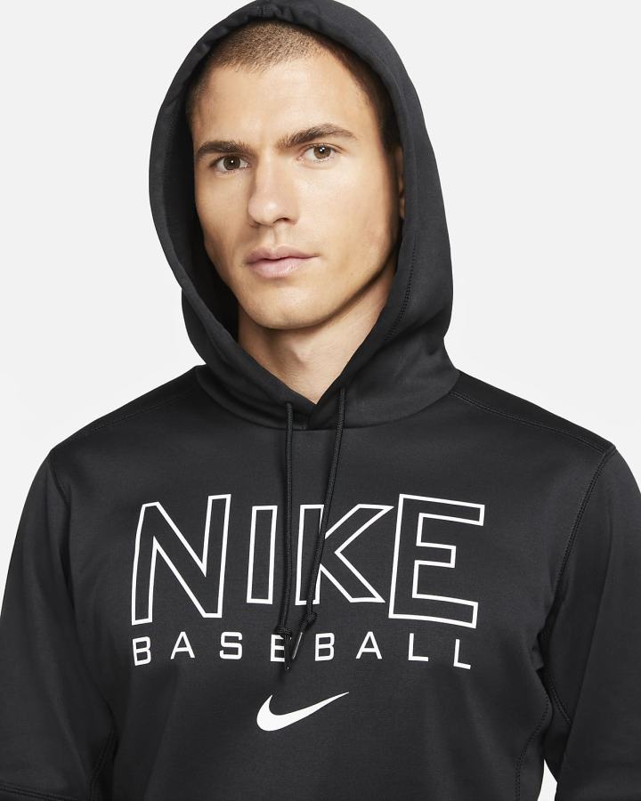 Sudadera Con Capucha Nike Therma-FIT Baseball Hombre Negras Blancas | EQSGU-3149