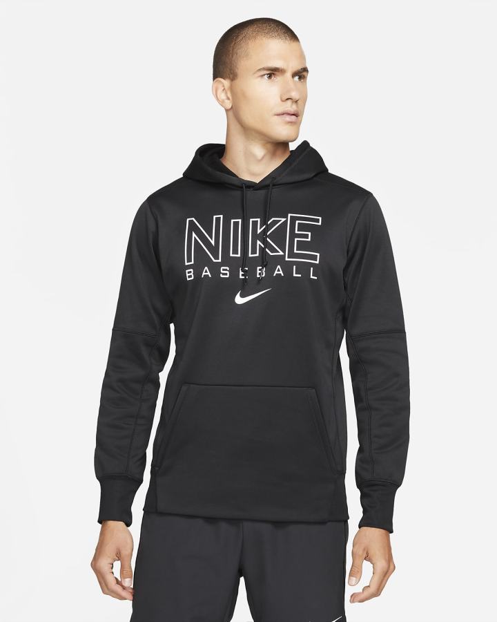 Sudadera Con Capucha Nike Therma-FIT Baseball Hombre Negras Blancas | EQSGU-3149