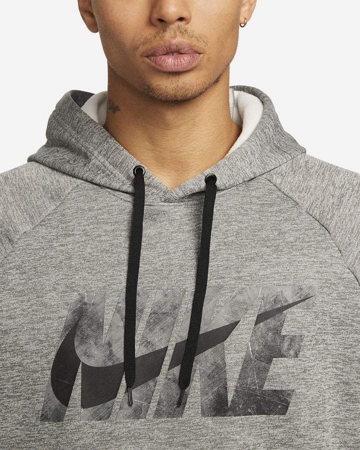 Sudadera Con Capucha Nike Therma-FIT Fitness Hombre Gris Oscuro Negras | KDBXI-0697
