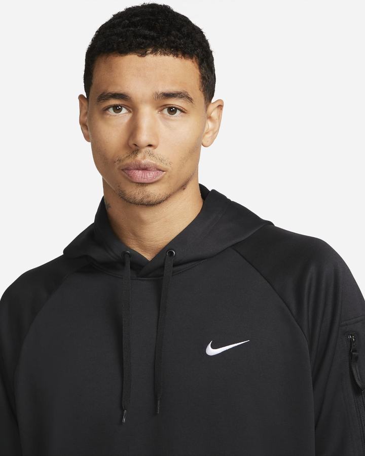 Sudadera Con Capucha Nike Therma-FIT Fitness Hombre Negras Blancas | RHSND-9345