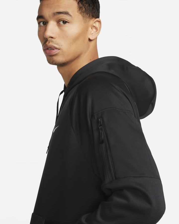 Sudadera Con Capucha Nike Therma-FIT Fitness Hombre Negras Blancas | RHSND-9345