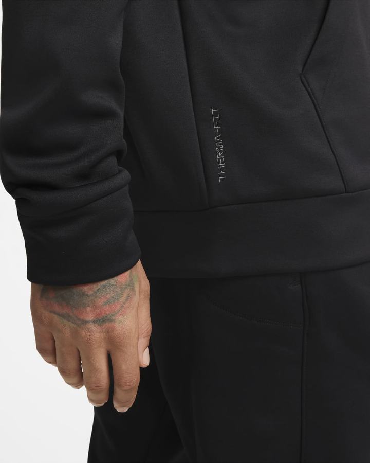 Sudadera Con Capucha Nike Therma-FIT Fitness Hombre Negras Blancas | RHSND-9345