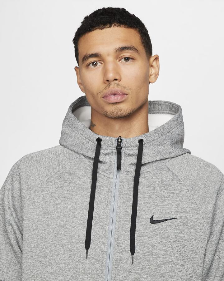 Sudadera Con Capucha Nike Therma-FIT Full-Zip Fitness Hombre Gris Oscuro Negras | LHBZX-8061
