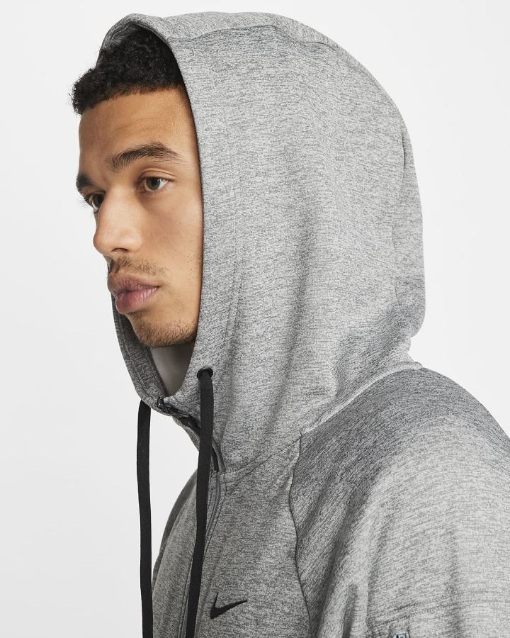 Sudadera Con Capucha Nike Therma-FIT Full-Zip Fitness Hombre Gris Oscuro Negras | LHBZX-8061