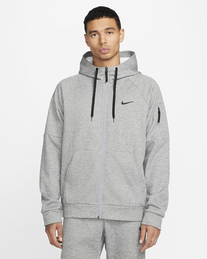 Sudadera Con Capucha Nike Therma-FIT Full-Zip Fitness Hombre Gris Oscuro Negras | LHBZX-8061