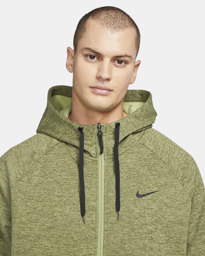 Sudadera Con Capucha Nike Therma-FIT Full-Zip Fitness Hombre Verde Negras | LQAXZ-9268