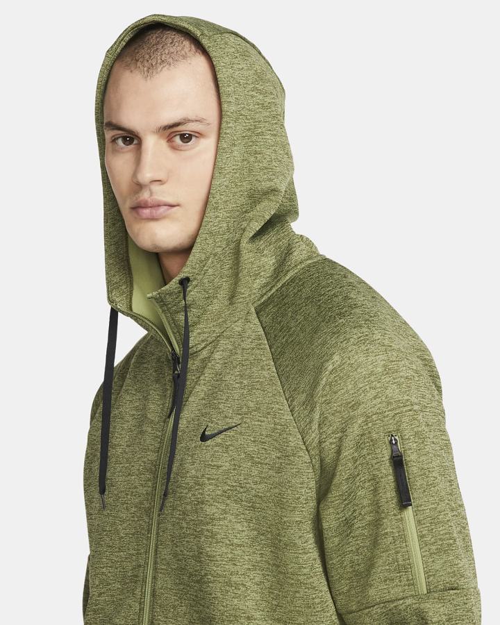 Sudadera Con Capucha Nike Therma-FIT Full-Zip Fitness Hombre Verde Negras | LQAXZ-9268