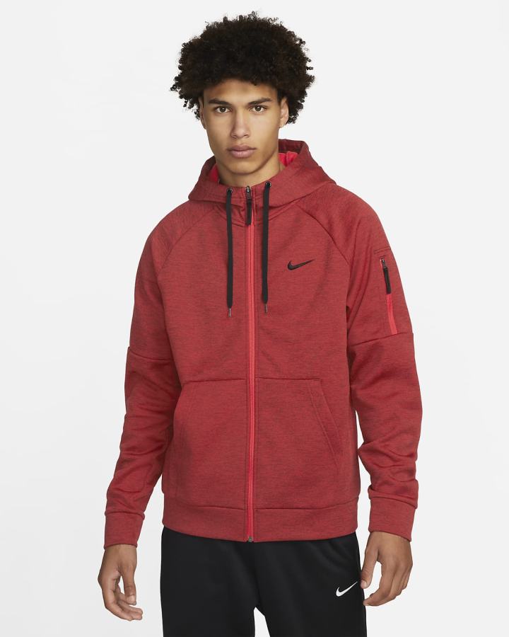 Sudadera Con Capucha Nike Therma-FIT Full-Zip Fitness Hombre Rojas Negras | MKWZN-2857