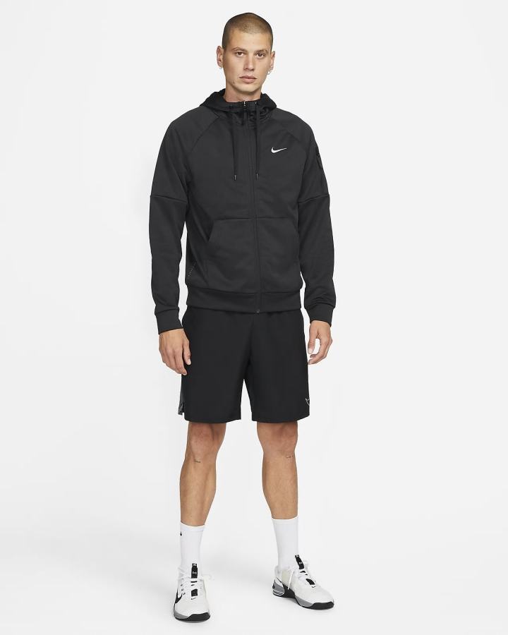 Sudadera Con Capucha Nike Therma-FIT Full-Zip Fitness Hombre Negras Blancas | VQTHL-0615