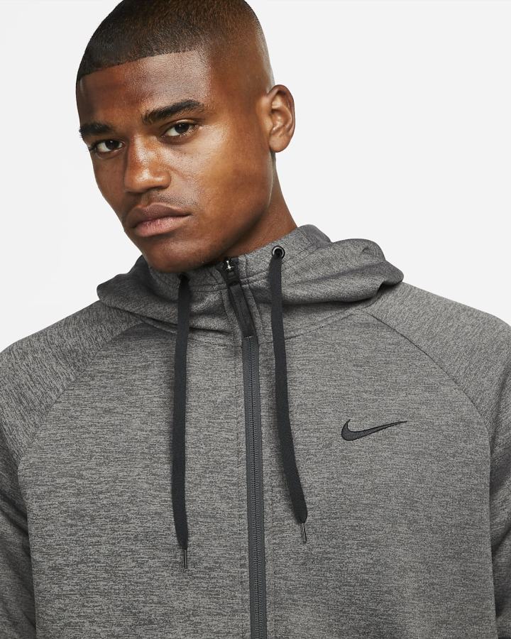 Sudadera Con Capucha Nike Therma-FIT Full-Zip Fitness Hombre Gris Gris Oscuro Negras | XIAZT-5870
