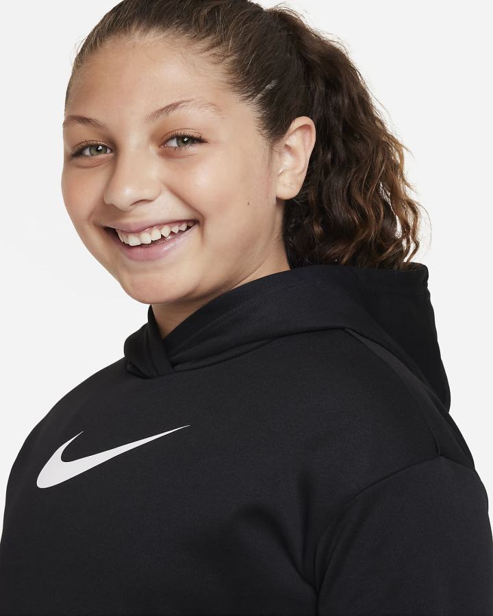 Sudadera Con Capucha Nike Therma-FIT Kids (Extended Size) Niña Negras Blancas | DPESQ-0317