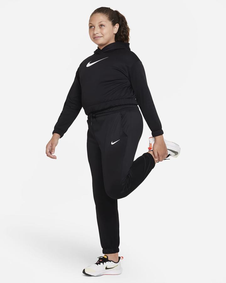 Sudadera Con Capucha Nike Therma-FIT Kids (Extended Size) Niña Negras Blancas | DPESQ-0317
