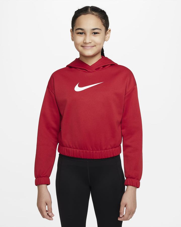 Sudadera Con Capucha Nike Therma-FIT Kids (Extended Size) Niña Negras Blancas | DPESQ-0317