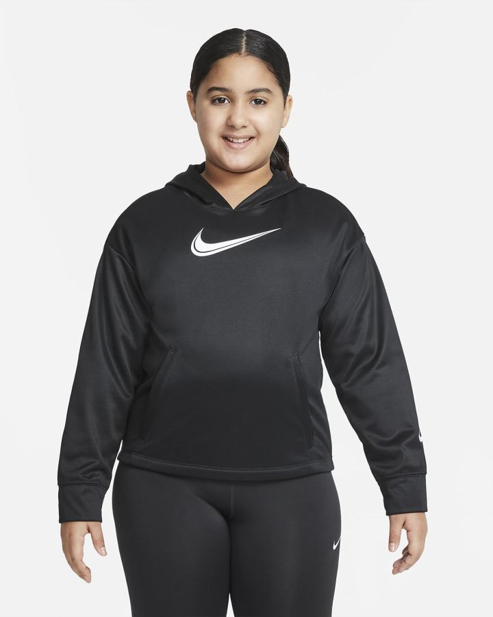 Sudadera Con Capucha Nike Therma-FIT Kids Training Niña Negras Blancas | FEYJV-6407