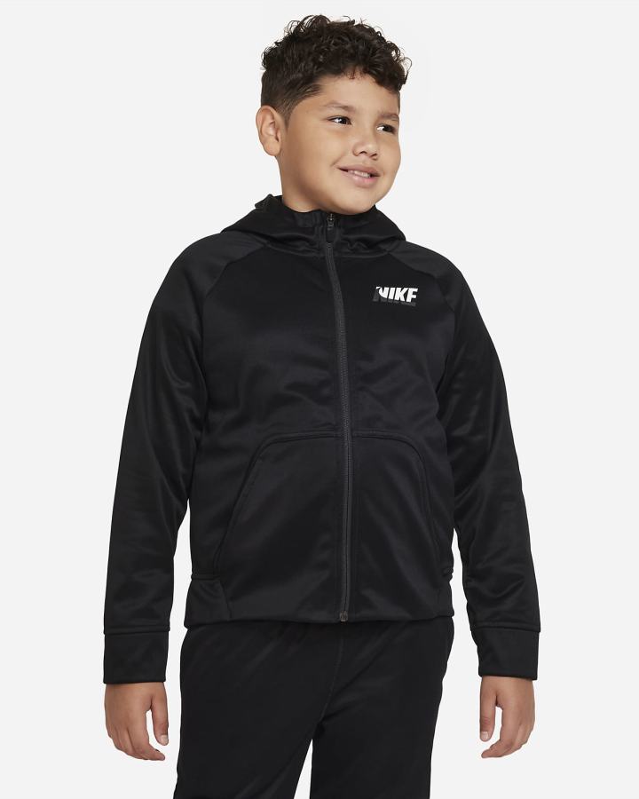 Sudadera Con Capucha Nike Therma-FIT Kids Full-Zip Training (Extended Size) Niño Negras Blancas | JBKQV-5187